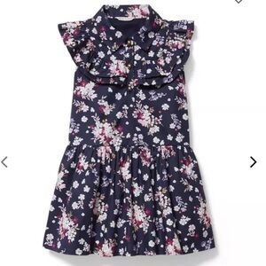 Janie and Jack Navy Floral Sleeveless Ruffle Collared Sundress Size 6